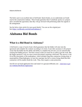 Alabama Bid Bonds
