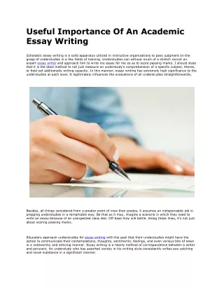 Useful Importance Of An Academic Essay Writing