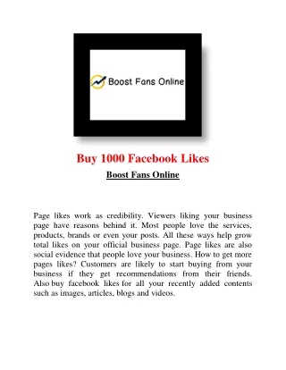 Buy 1000 Facebook Likes - Boost Fans Online