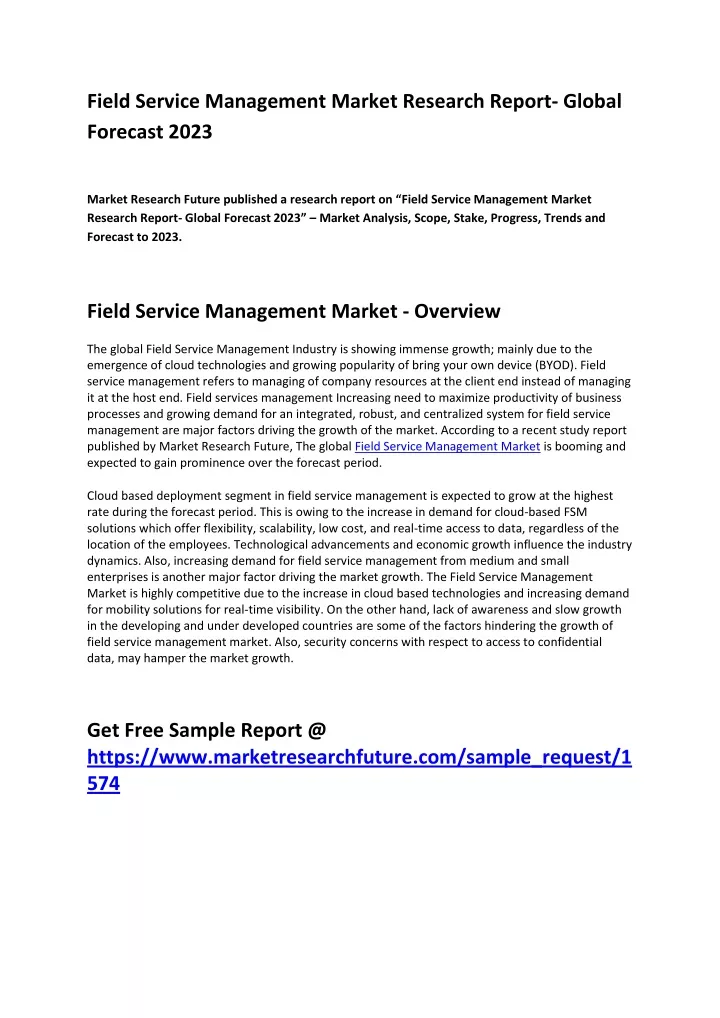 field service management market research report