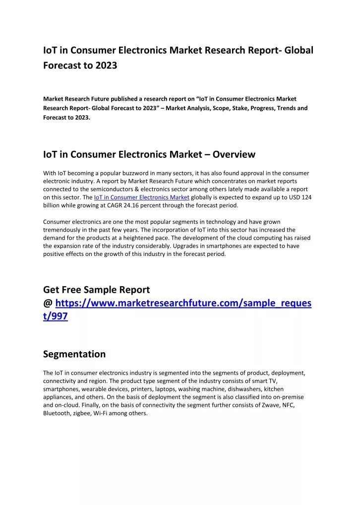 iot in consumer electronics market research