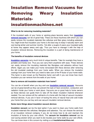 insulation removal vacuums for removing weary