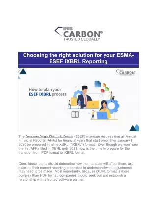 Choosing the right solution for your ESMA-ESEF iXBRL Reporting
