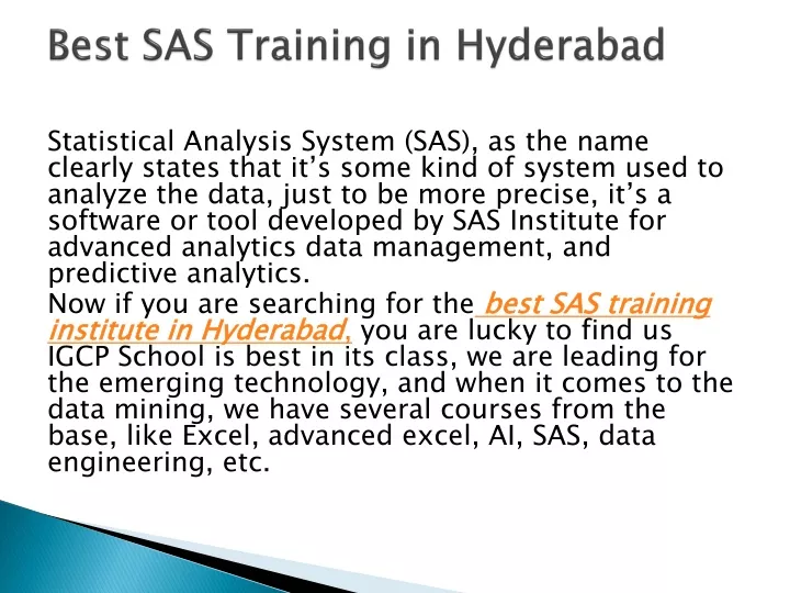 best sas training in hyderabad