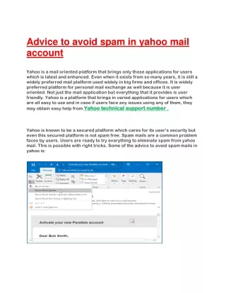 advice to avoid spam in yahoo mail account yahoo
