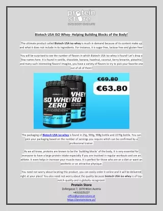 Biotech USA ISO Whey- Helping Building Blocks of the Body!