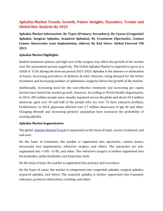 aphakia market trends growth future insights