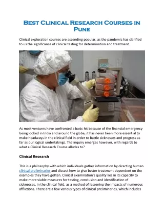 best best clinical research courses in clinical