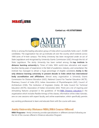 Amity University Distance Learning MBA | Online MBA Admission