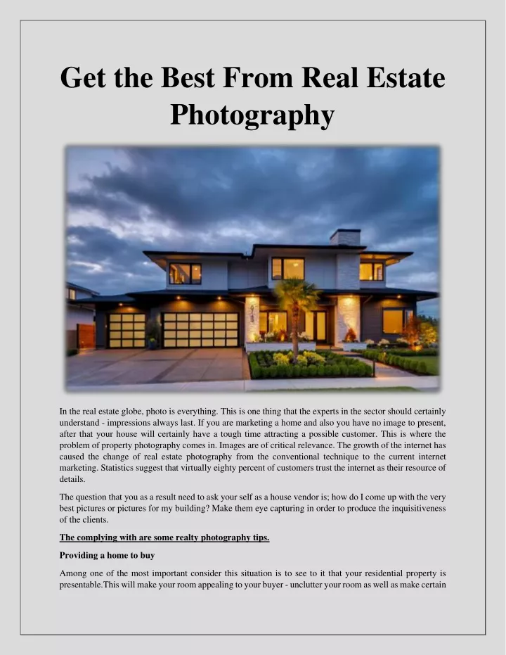 get the best from real estate photography
