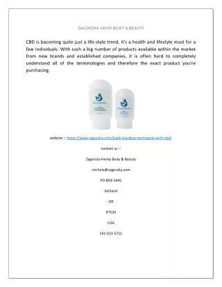 Buy Organic Cbd Toothpaste | Zagorska Hemp Body & Beauty