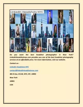 do linkedinheadshotsnyc com provides