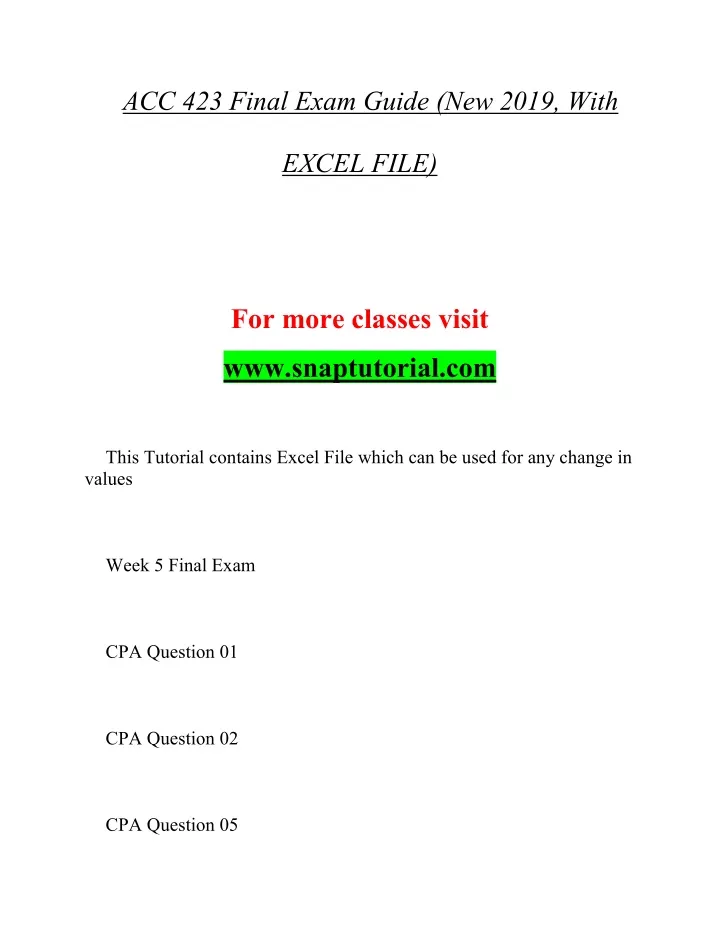 acc 423 final exam guide new 2019 with