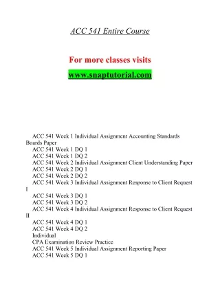 ACC 541  Marvelous Teaching / snaptutorial.com