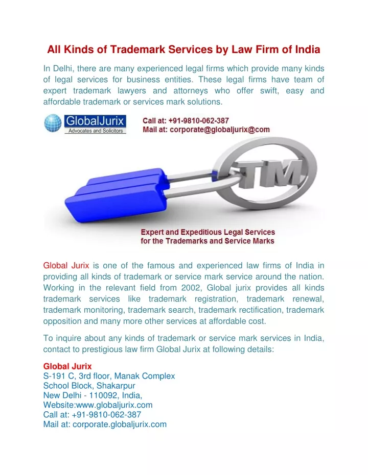 all kinds of trademark services by law firm