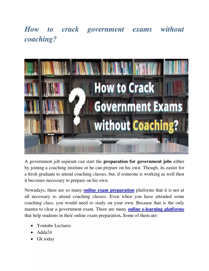 how to crack government exams without coaching