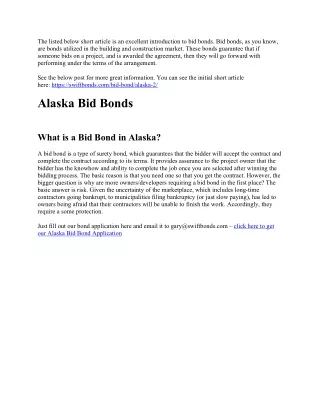 Alaska Bid Bonds