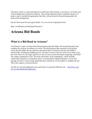 Arizona Bid Bonds