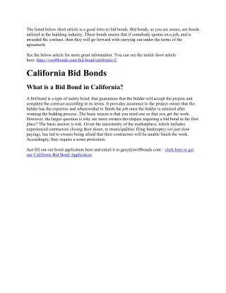 California Bid Bonds