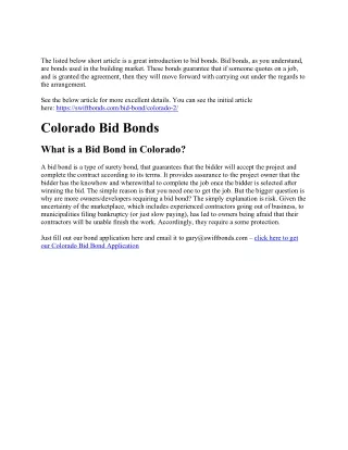 Colorado Bid Bonds