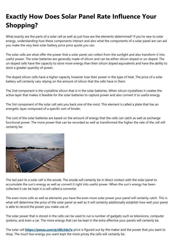 exactly how does solar panel rate influence your