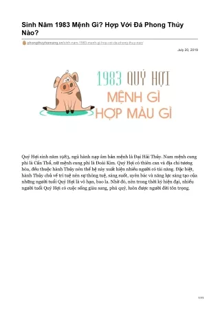 sinh n m 1983 m nh g h p v i phong th y n o