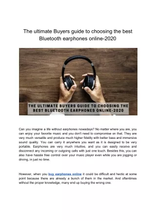 The ultimate Buyers guide to choosing the best Bluetooth earphones online-2020