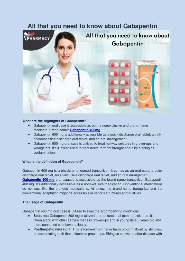 all that you need to know about gabapentin