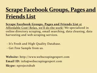 scrape facebook groups pages and friends list