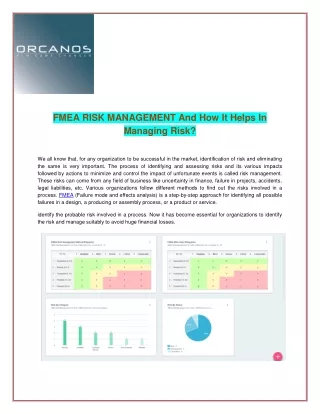 FMEA RISK MANAGEMENT And How It Helps In Managing Risk?