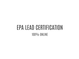 EPA Lead Certification
