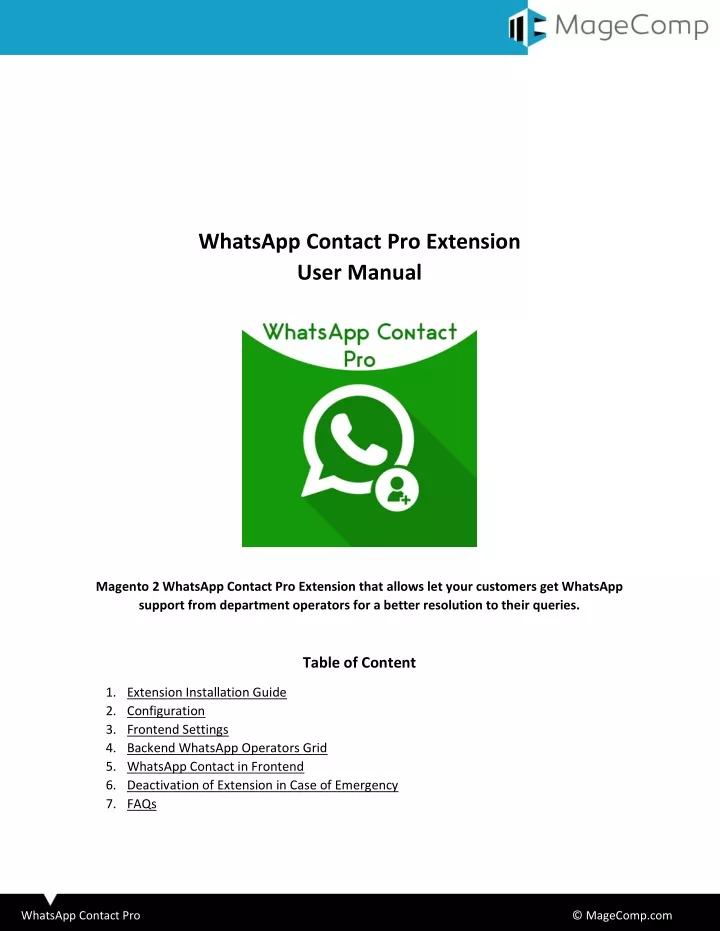 whatsapp contact pro extension user manual