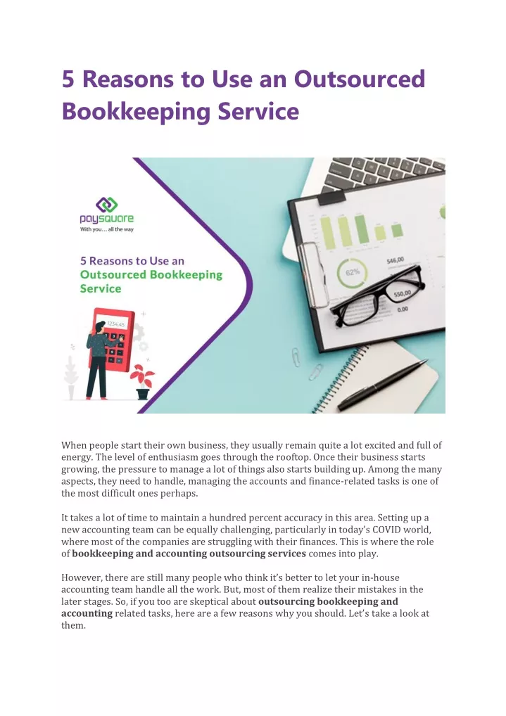 5 reasons to use an outsourced bookkeeping service