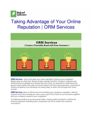 taking advantage of your online reputation