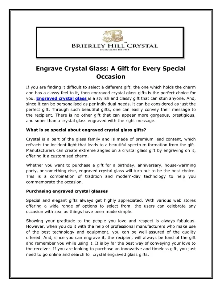 engrave crystal glass a gift for every special