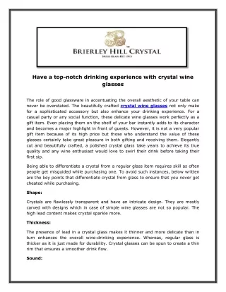 have a top notch drinking experience with crystal
