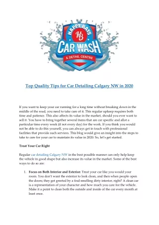 top quality tips for car detailing calgary