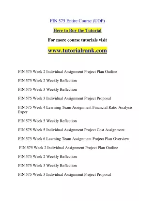 FIN 575 Experience Tradition- tutorialrank.com