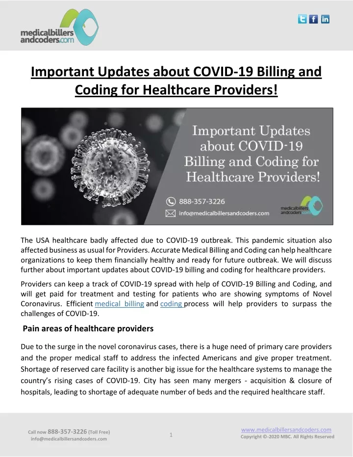 important updates about covid 19 billing
