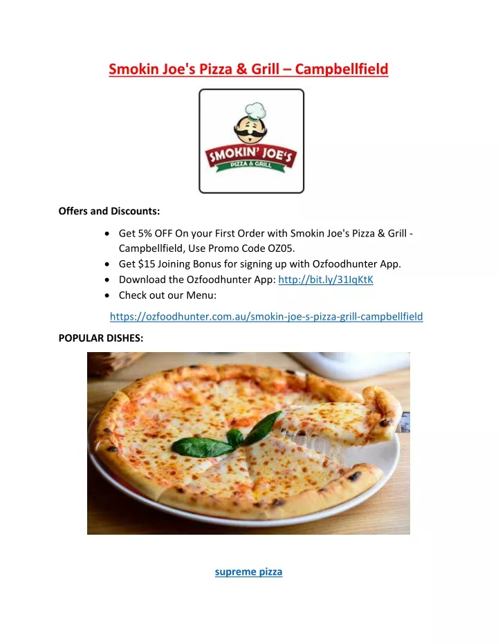 PPT - 5% off - Smokin Joe's Pizza & Grill – Campbellfield Pizza ...