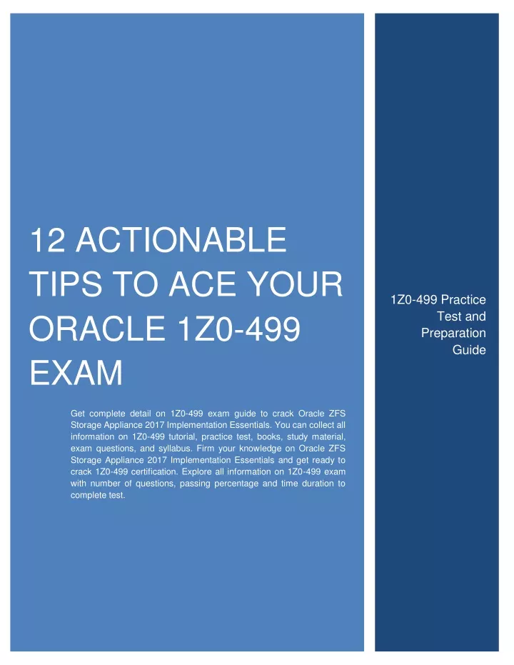 12 actionable tips to ace your oracle 1z0 499 exam