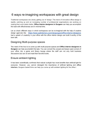 6 ways re imagining workspaces with great design
