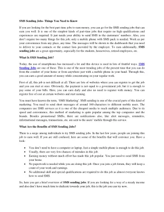 sms sending jobs things you need to know