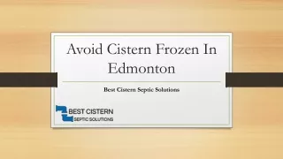 Avoid Cistern Frozen In Edmonton