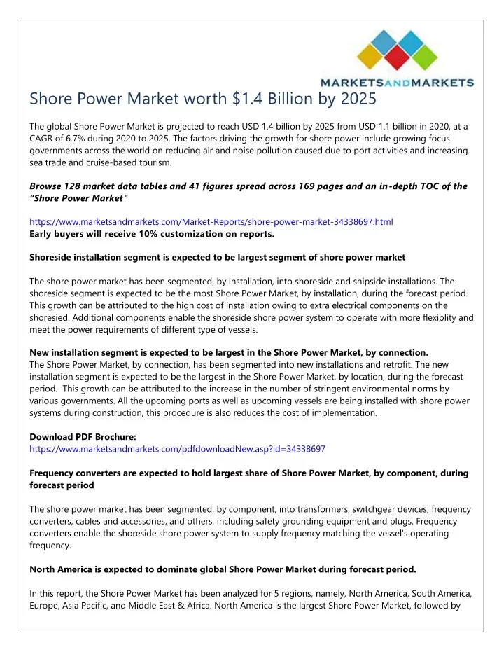 shore power market worth 1 4 billion by 2025