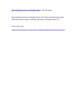 slab leak repair service in huntington beach slab