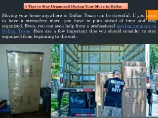 Moving Company in Dallas, Texas -  Texas Movers Group