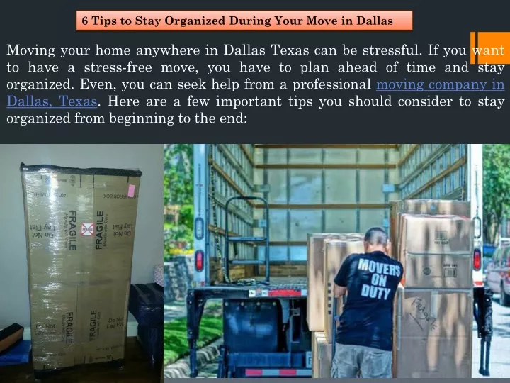 6 tips to stay organized during your move