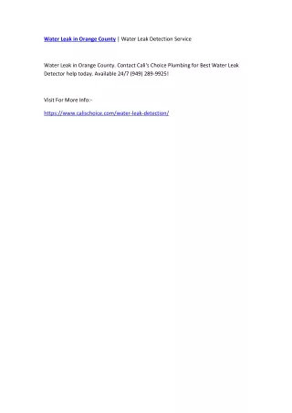 water leak in orange county water leak detection