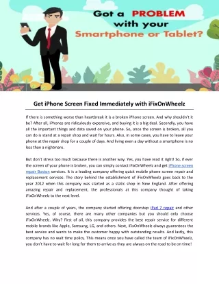 Get iPhone Screen Fixed Immediately with iFixOnWheelz